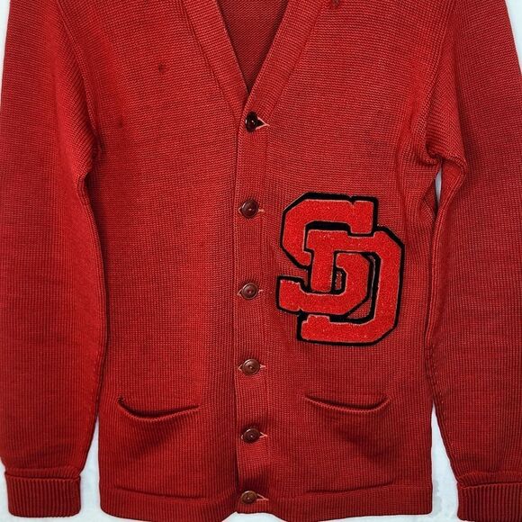 Vintage 50s San Diego Aztecs Lettermans Cardigan Sweater - Picture 3 of 10